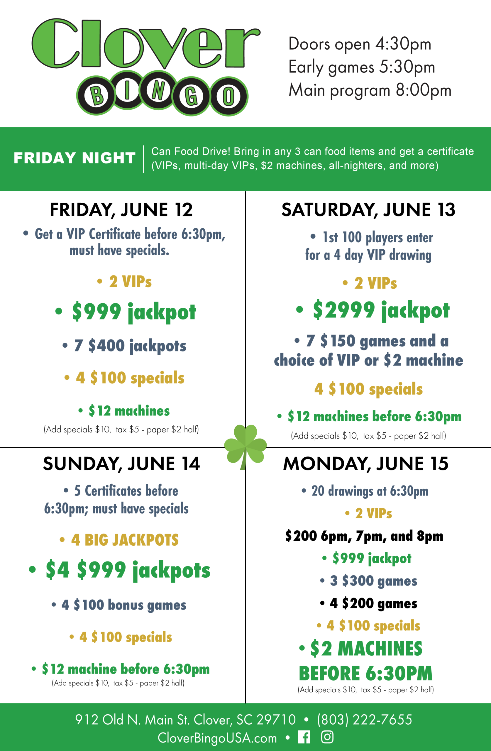 Clover Bingo – Bingo Mailer – 6-11-26