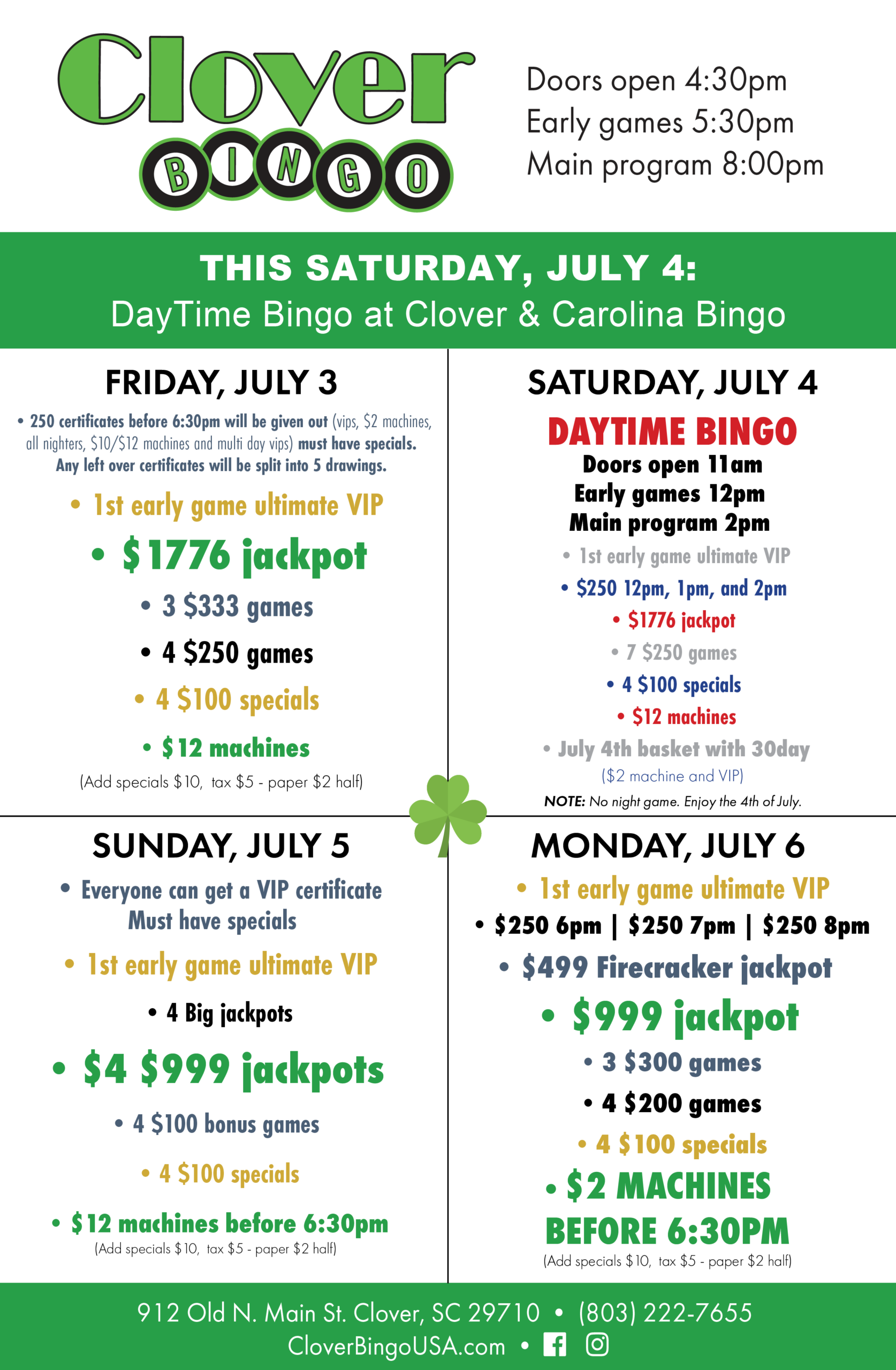 Clover Bingo – Bingo Mailer – 7-2-26