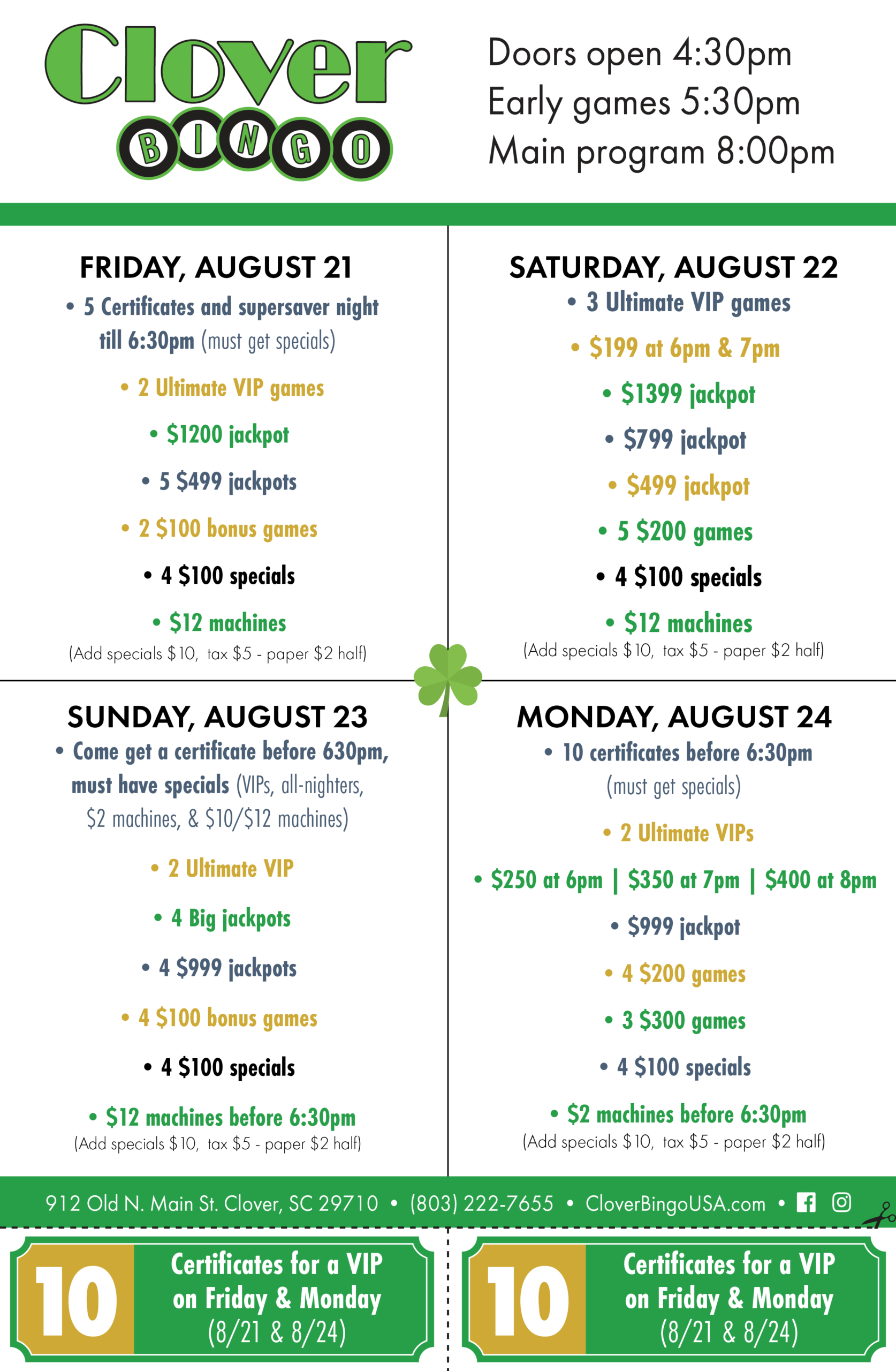 Clover Bingo – Bingo Mailer – 8-20-26