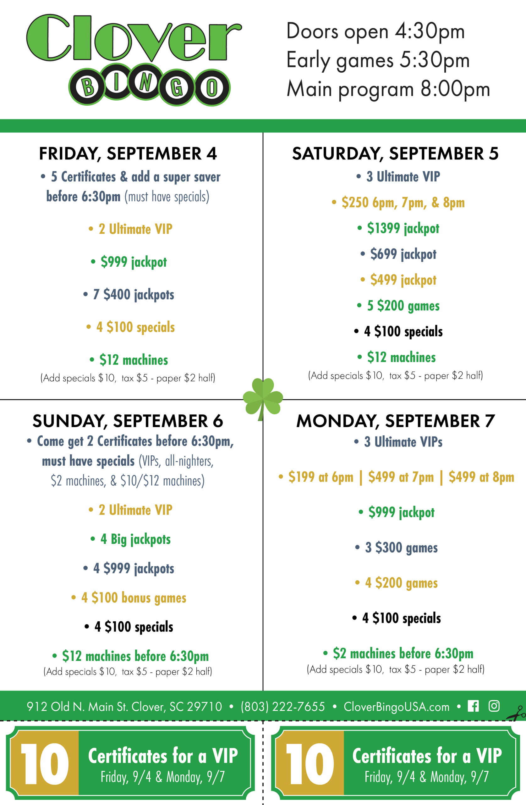 Clover Bingo – Bingo Mailer – 9-3-26